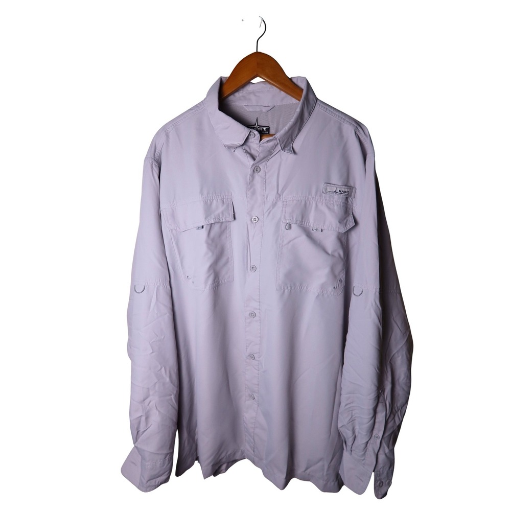 Habit Mens Long Sleeve Fishing Shirt Lavender Ventilated Performance Size XL